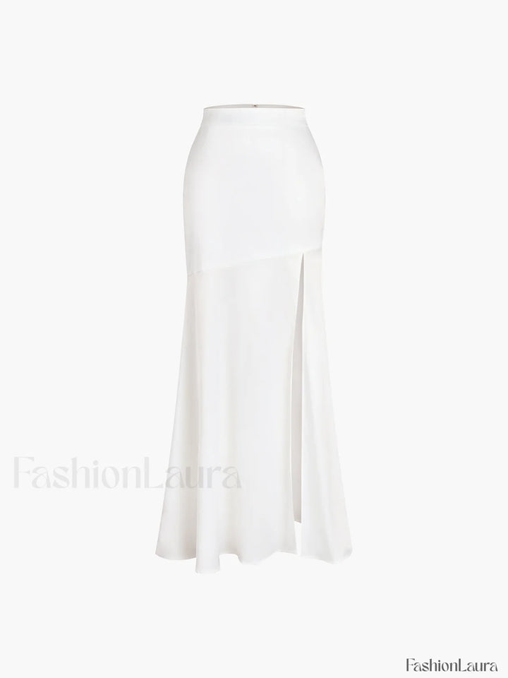 Emily & Isabella Brooks | Satin Patchwork Split Maxi Skirt