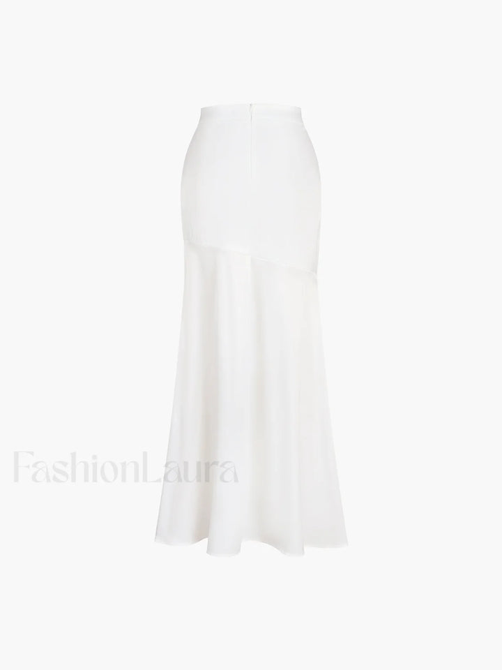 Emily & Isabella Brooks | Satin Patchwork Split Maxi Skirt