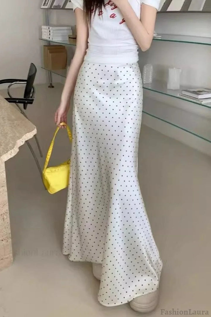 Emily & Isabella Brooks | Satin Polka Dot High Waist Skirt