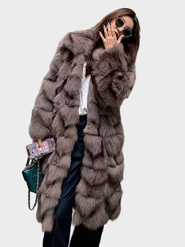 Emily & Isabella Brooks | Long Faux Fox Fur Coat
