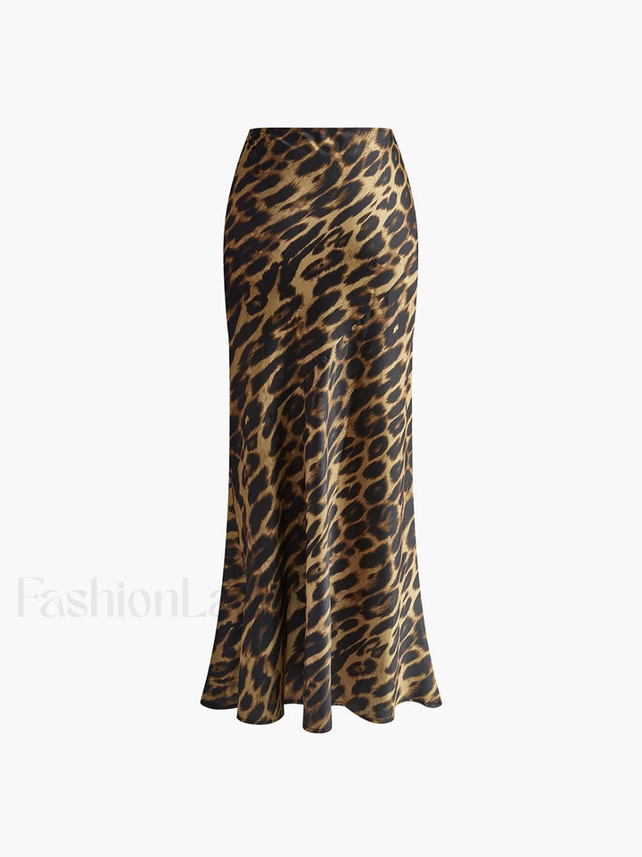 Emily & Isabella Brooks | Slim Maxi Skirt in Leopard Print