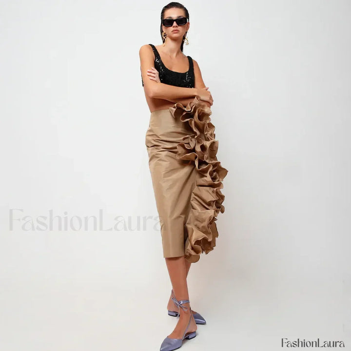 Emily & Isabella Brooks | Taffeta Ruffle Midi Skirt