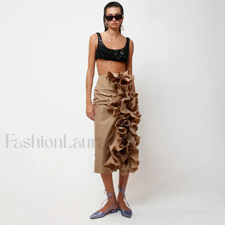 Emily & Isabella Brooks | Taffeta Ruffle Midi Skirt