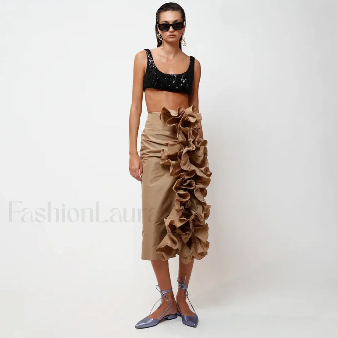 Emily & Isabella Brooks | Taffeta Ruffle Midi Skirt