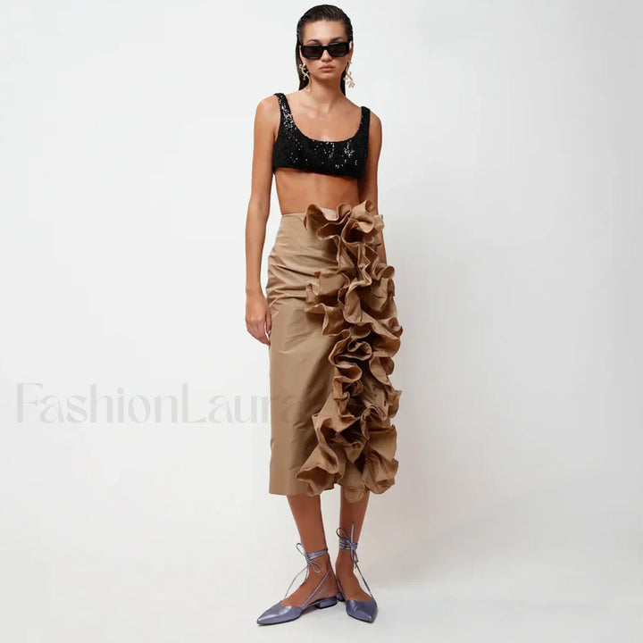 Emily & Isabella Brooks | Taffeta Ruffle Midi Skirt