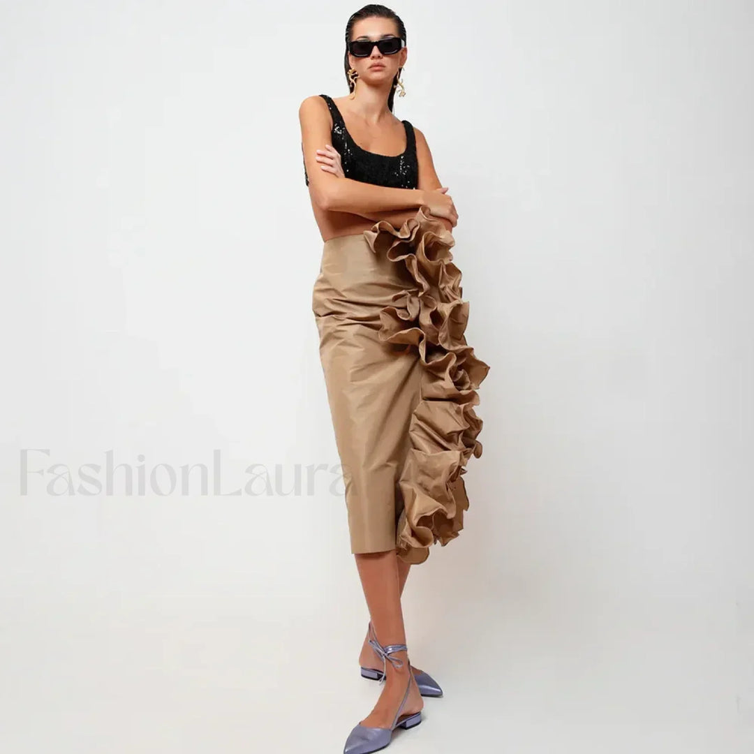 Emily & Isabella Brooks | Taffeta Ruffle Midi Skirt
