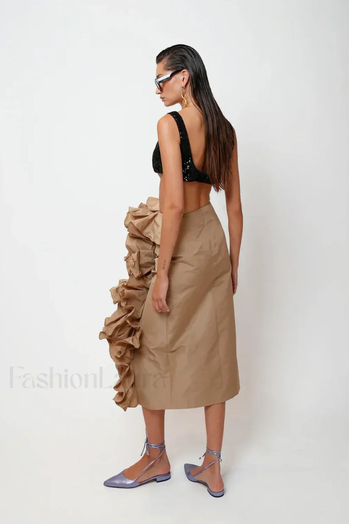 Emily & Isabella Brooks | Taffeta Ruffle Midi Skirt
