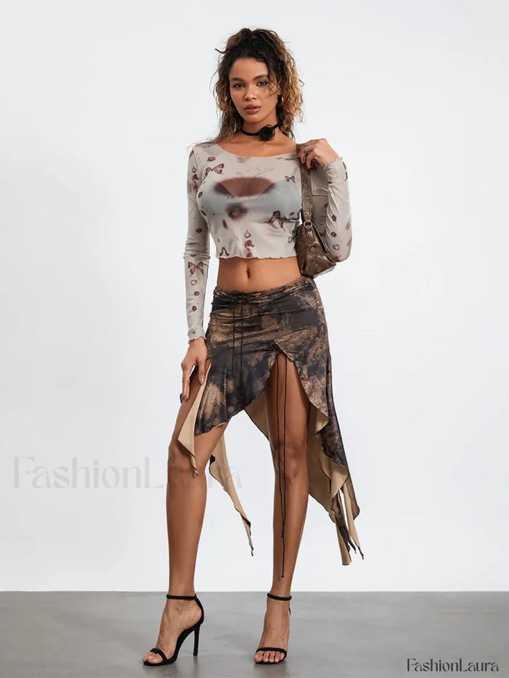 Emily & Isabella Brooks | Tassel Wrap Asymmetric Midi Skirt