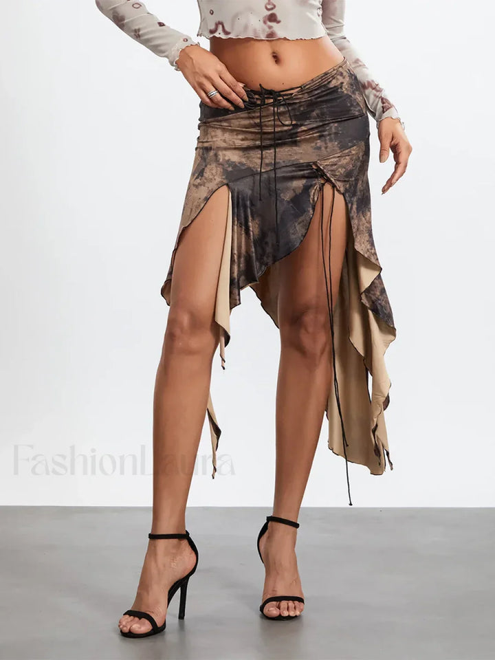 Emily & Isabella Brooks | Tassel Wrap Asymmetric Midi Skirt