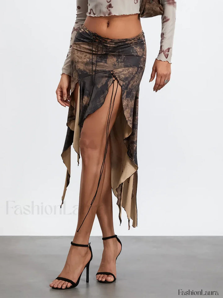 Emily & Isabella Brooks | Tassel Wrap Asymmetric Midi Skirt