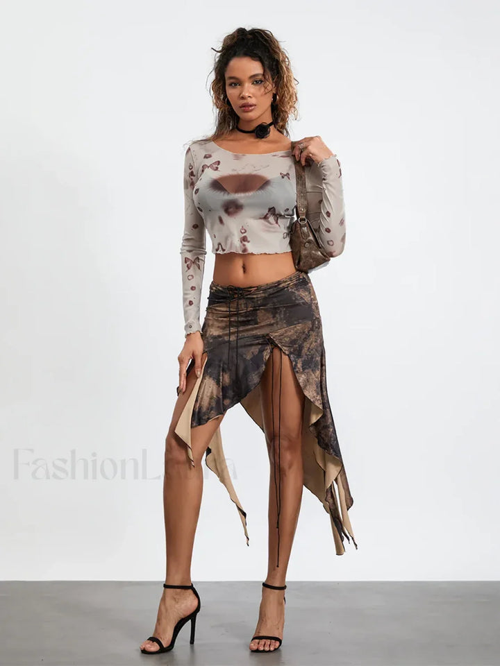 Emily & Isabella Brooks | Tassel Wrap Asymmetric Midi Skirt