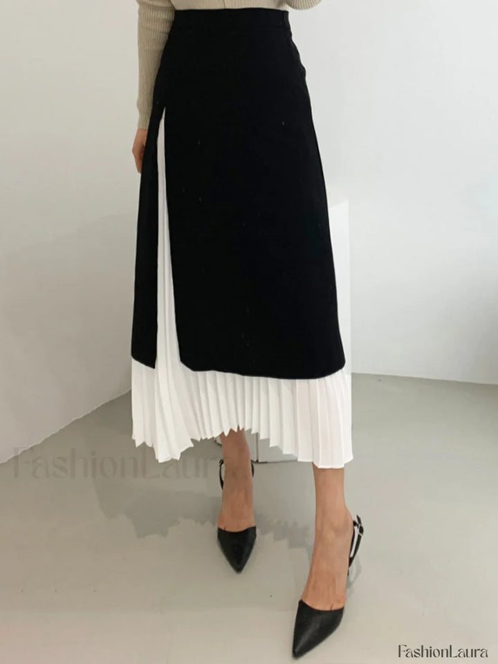 Emily & Isabella Brooks | Two Tone Pleated Long Skirt