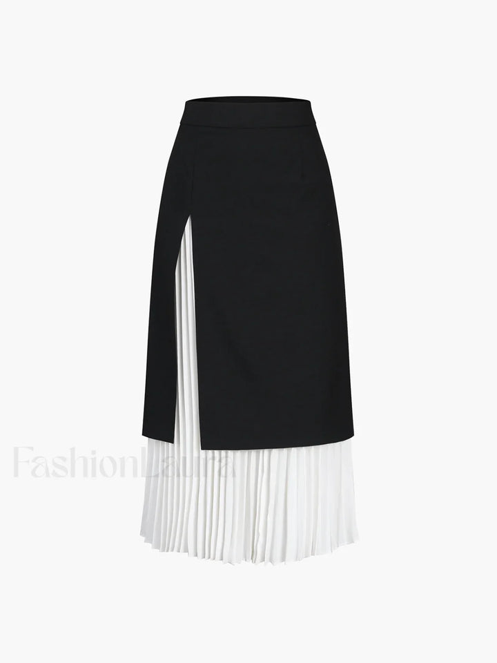 Emily & Isabella Brooks | Two Tone Pleated Long Skirt