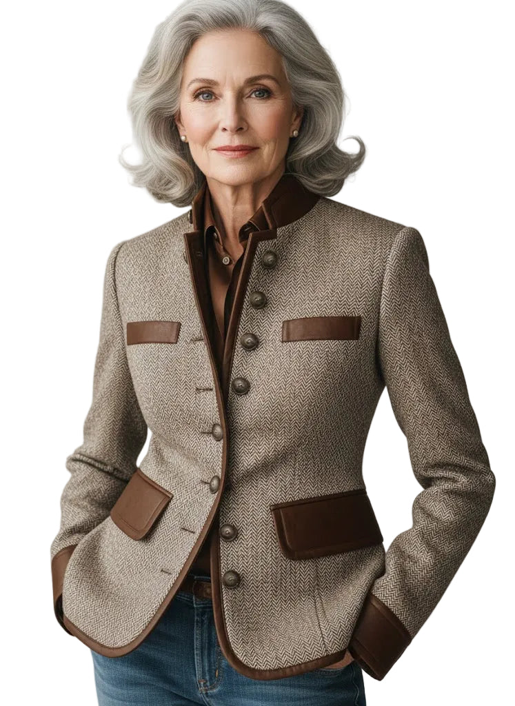 Emily & Isabella Brooks | Classic Stand-Collar Button Blazer Coat