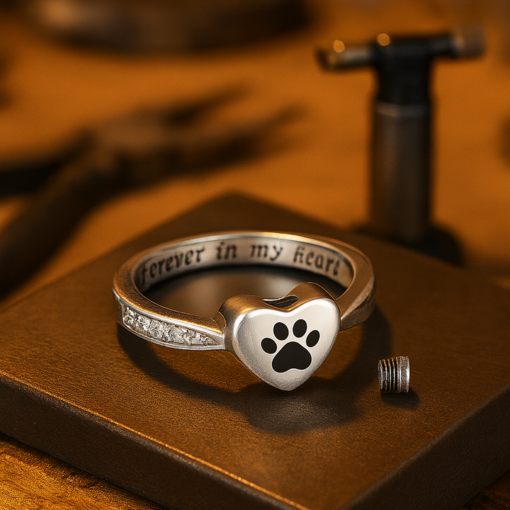 Emily & Isabella Brooks | Paw Print Urn Ring – Pet Memorial Jewelry