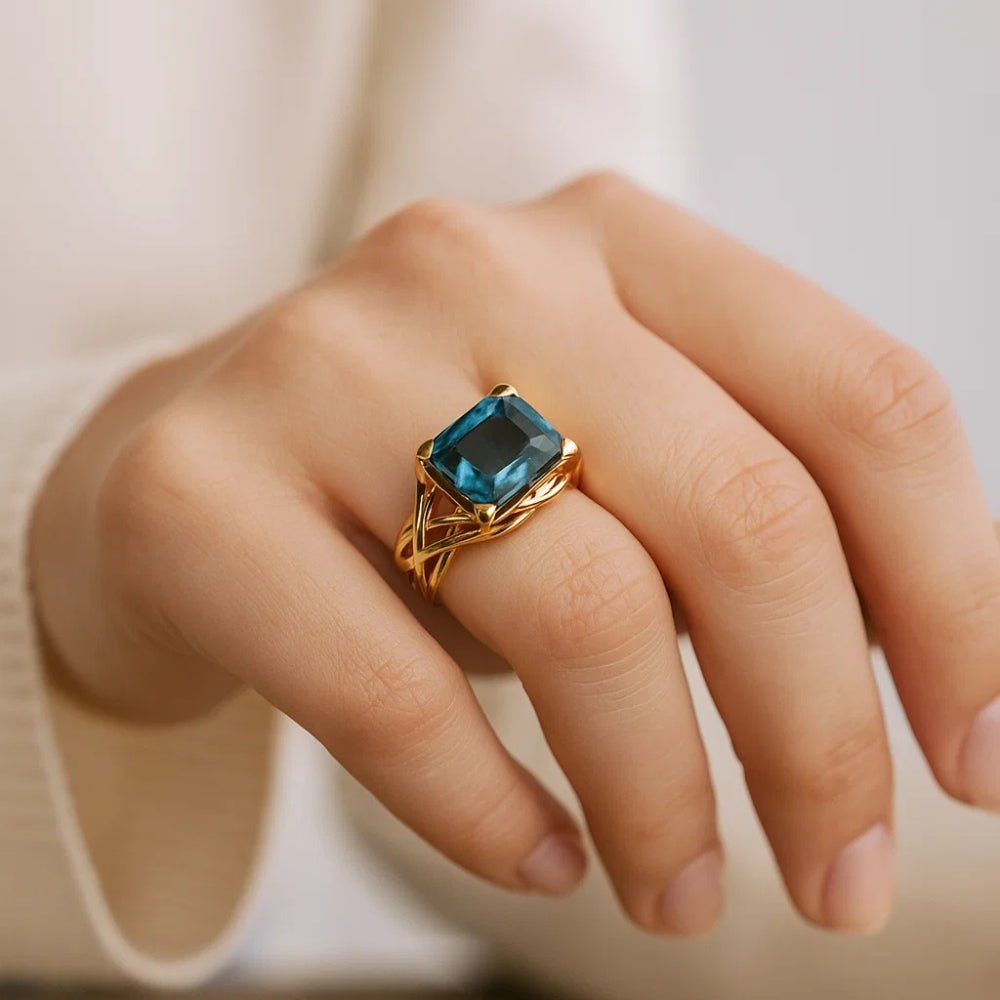 Emily & Isabella Brooks | Vintage Gold Blue Zirconia Ring