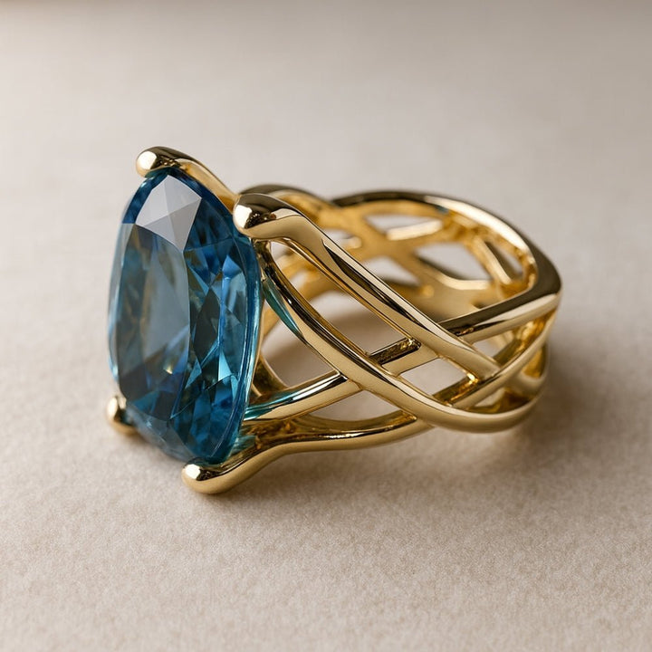 Emily & Isabella Brooks | Vintage Gold Blue Zirconia Ring
