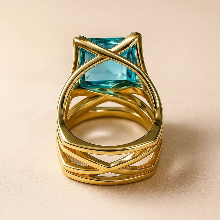 Emily & Isabella Brooks | Vintage Gold Blue Zirconia Ring