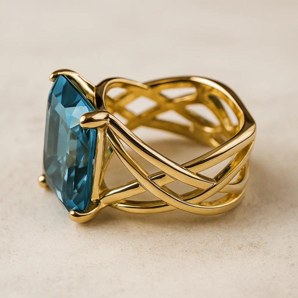 Emily & Isabella Brooks | Vintage Gold Blue Zirconia Ring