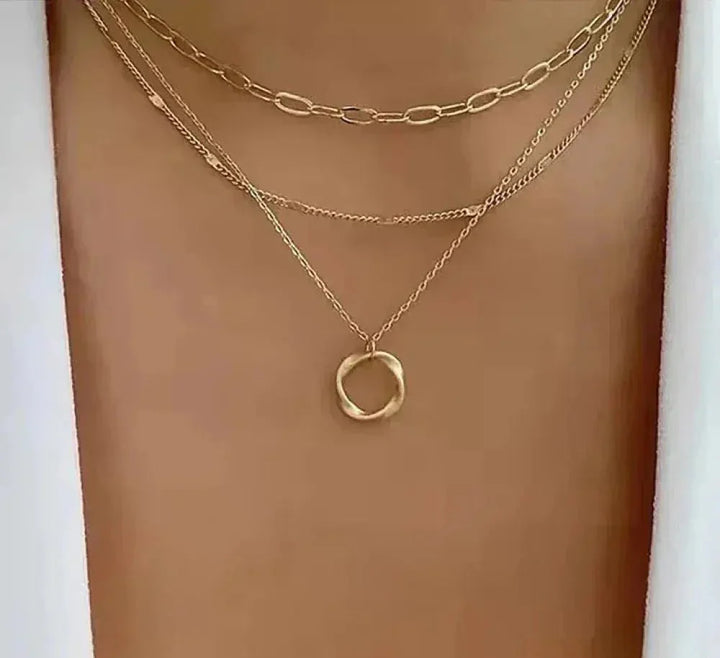 Emily & Isabella Brooks | Vintage Gold Layered Chain and Pendant Necklace