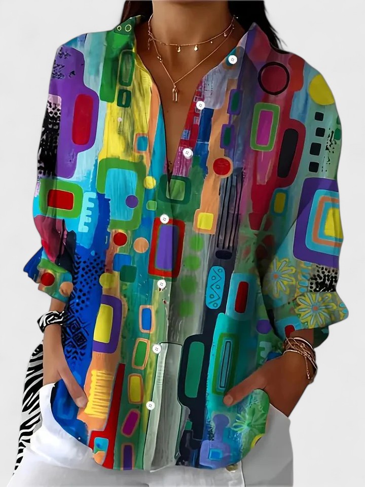 Emily & Isabella Brooks | Elegant Geometric Pattern Blouse