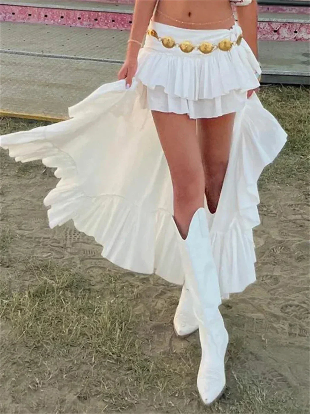 Emily & Isabella Brooks | White Asymmetric Skirt