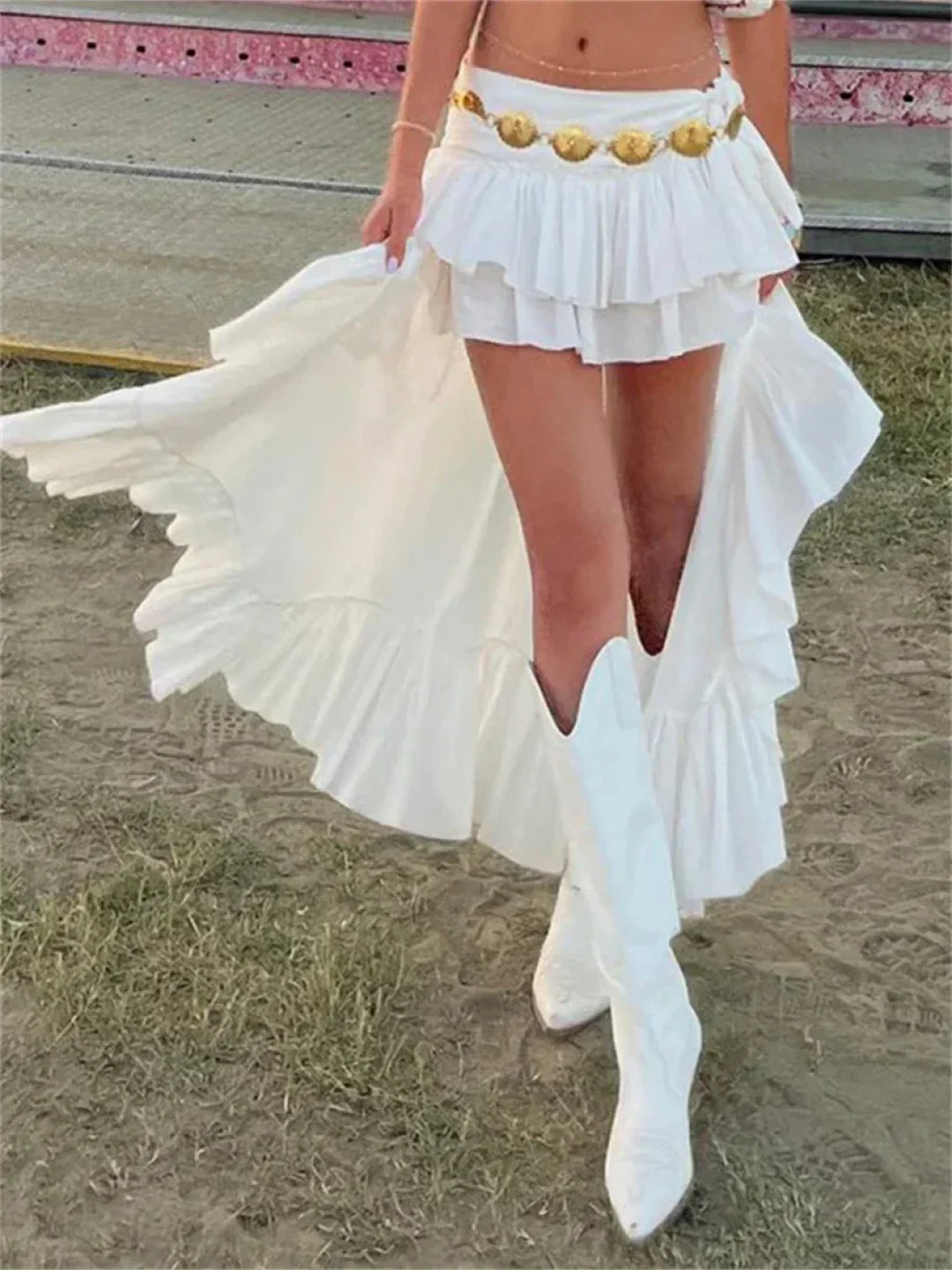 Emily & Isabella Brooks | White Asymmetric Skirt
