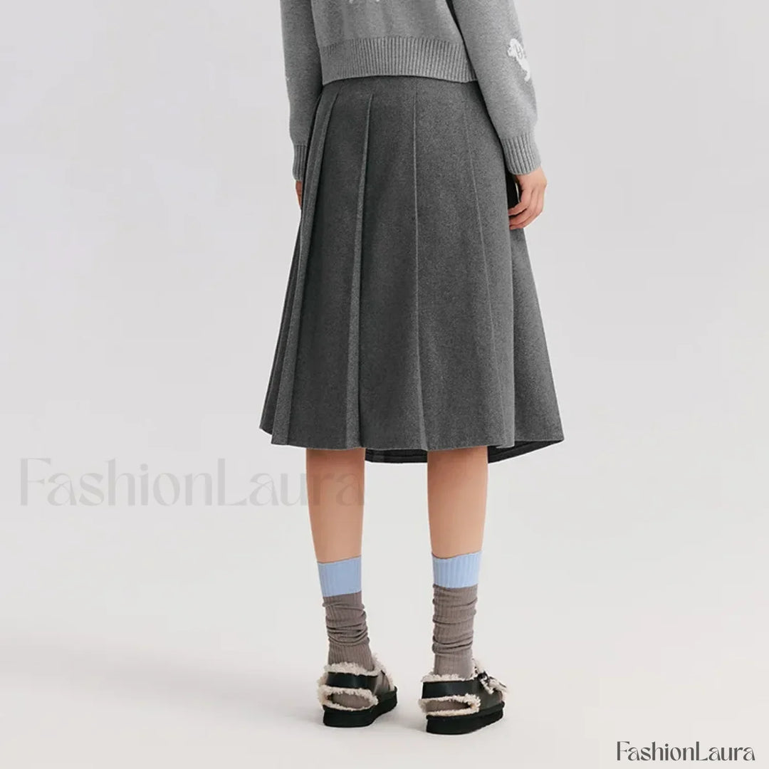 Emily & Isabella Brooks | Woolen Pleated A-Line Skirt