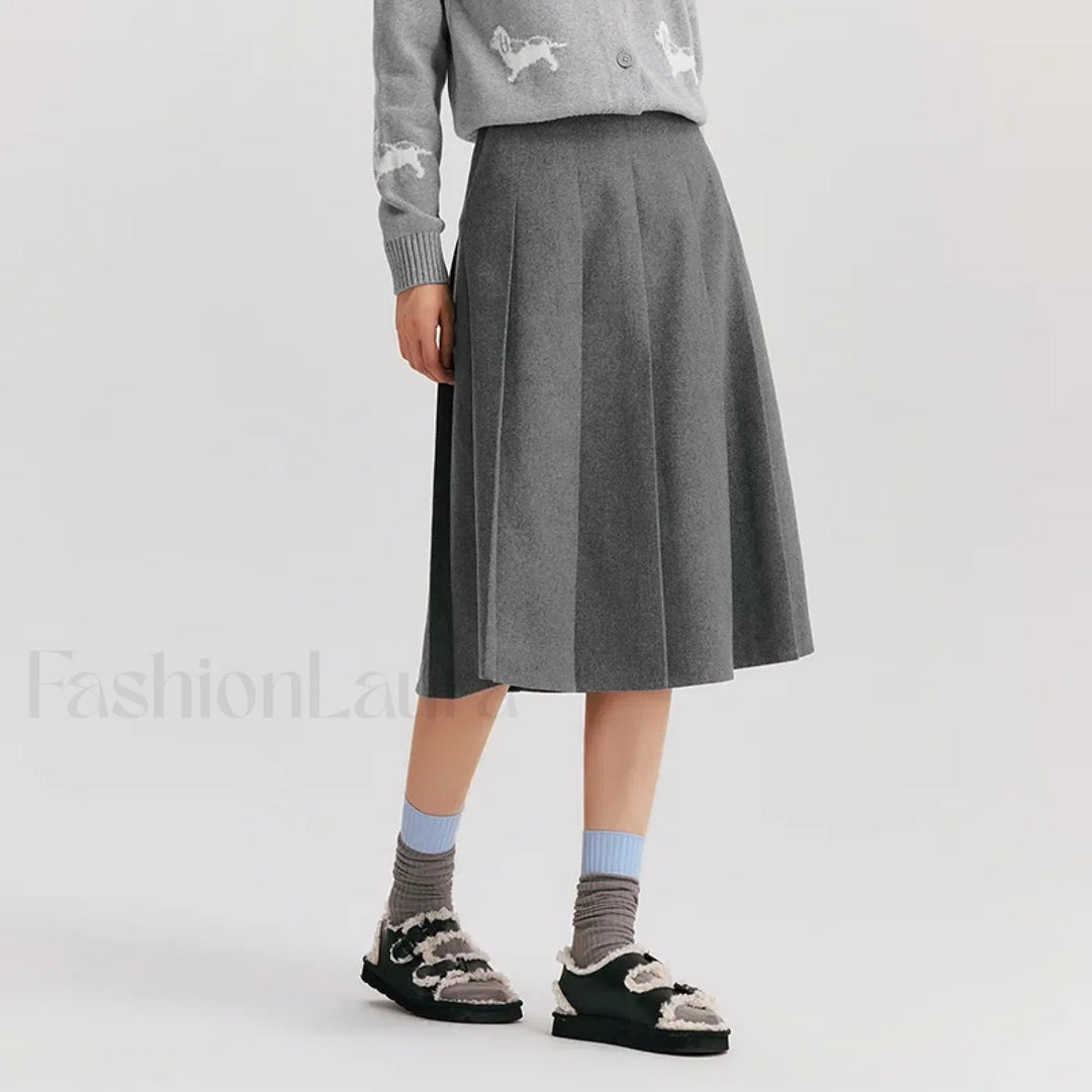 Emily & Isabella Brooks | Woolen Pleated A-Line Skirt