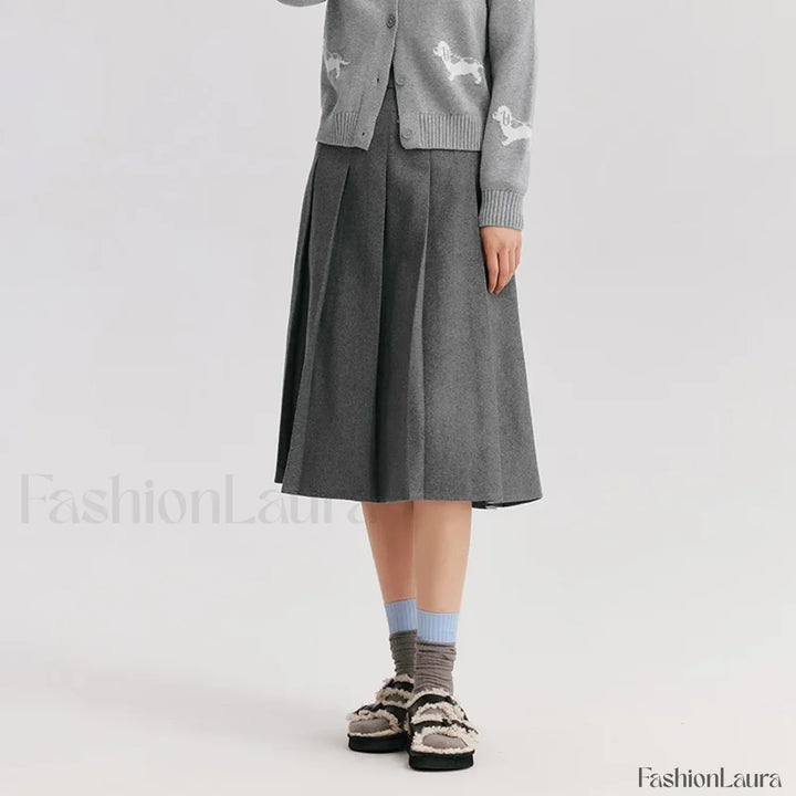Emily & Isabella Brooks | Woolen Pleated A-Line Skirt