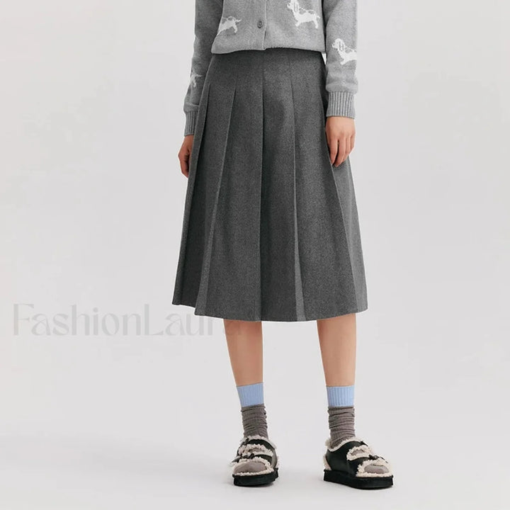 Emily & Isabella Brooks | Woolen Pleated A-Line Skirt