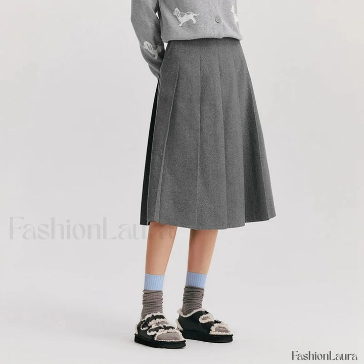 Emily & Isabella Brooks | Woolen Pleated A-Line Skirt