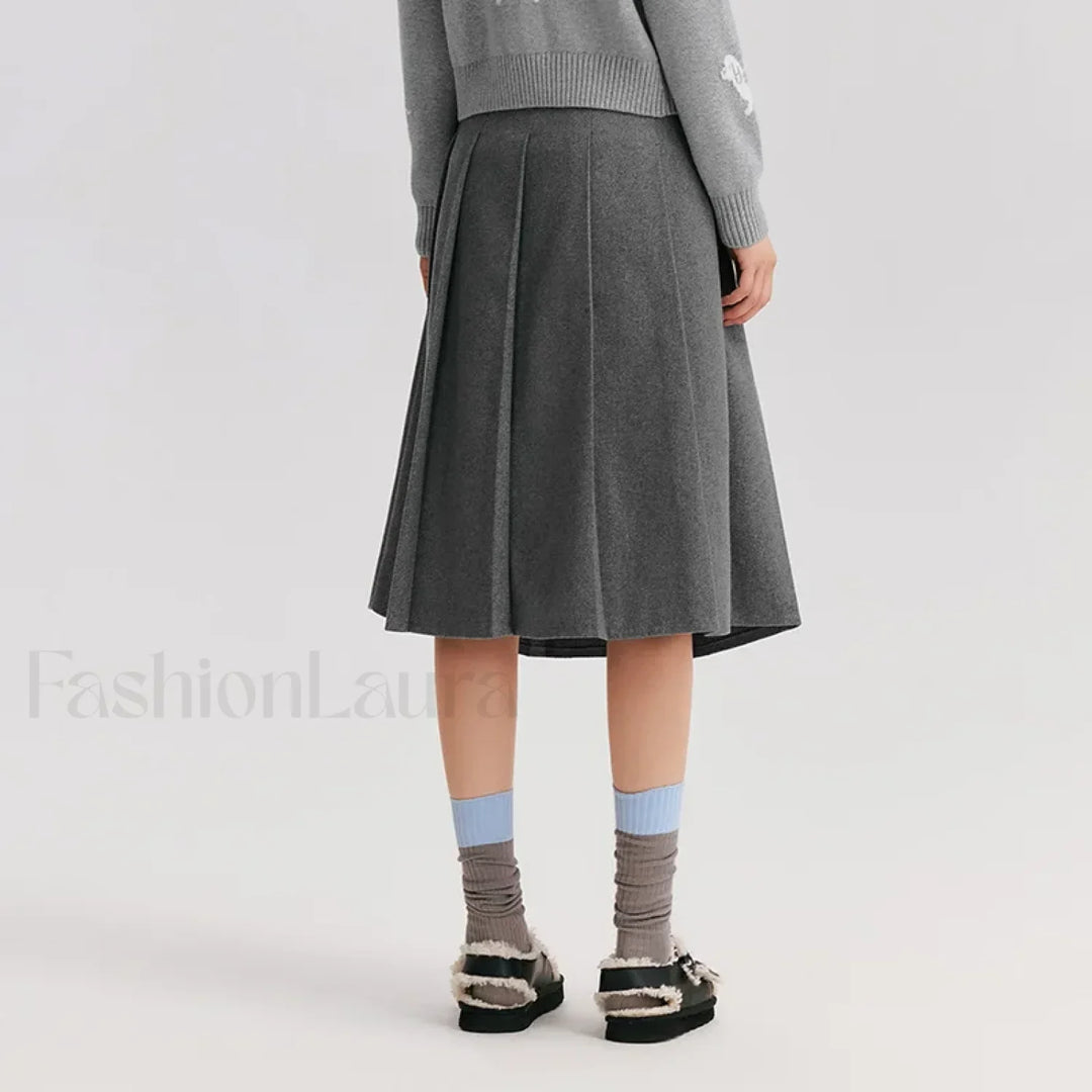 Emily & Isabella Brooks | Woolen Pleated A-Line Skirt