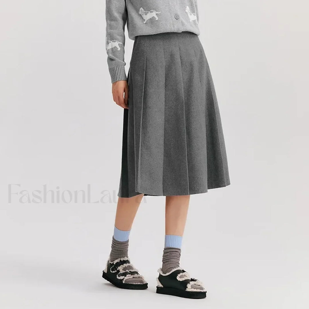Emily & Isabella Brooks | Woolen Pleated A-Line Skirt