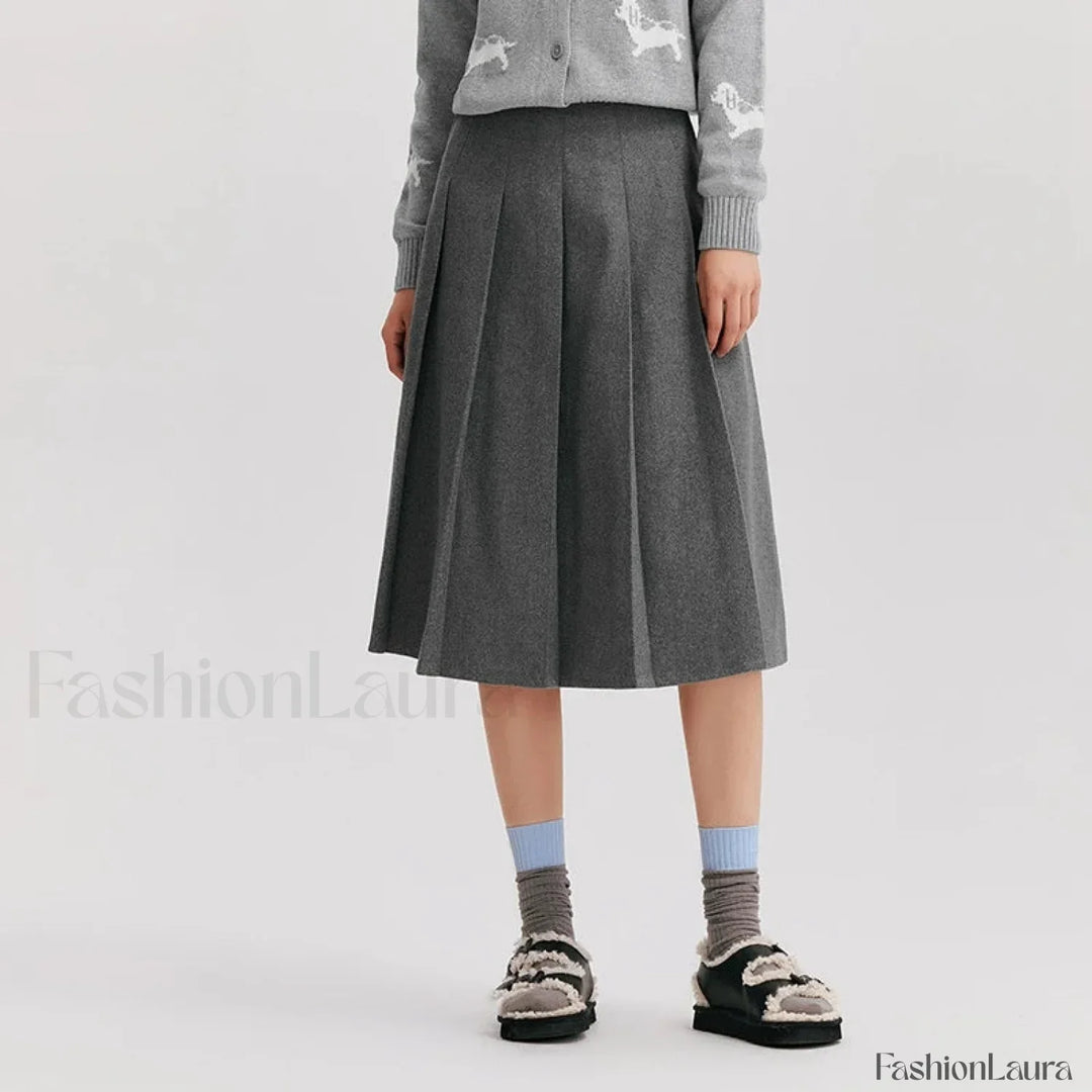 Emily & Isabella Brooks | Woolen Pleated A-Line Skirt