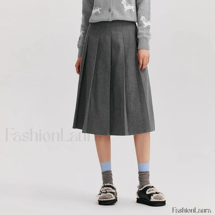 Emily & Isabella Brooks | Woolen Pleated A-Line Skirt
