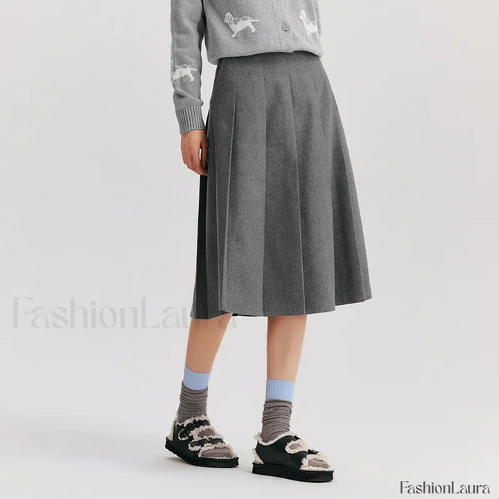 Emily & Isabella Brooks | Woolen Pleated A-Line Skirt