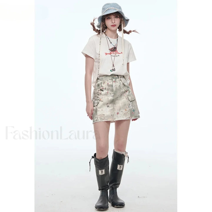 Emily & Isabella Brooks | Ripped Pocket A-Line Skirt