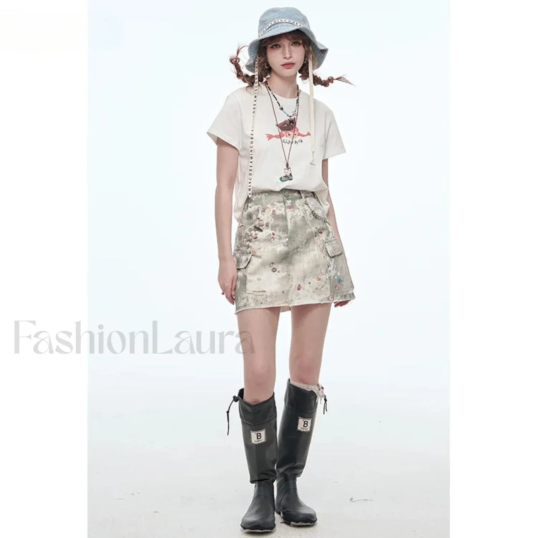 Emily & Isabella Brooks | Ripped Pocket A-Line Skirt