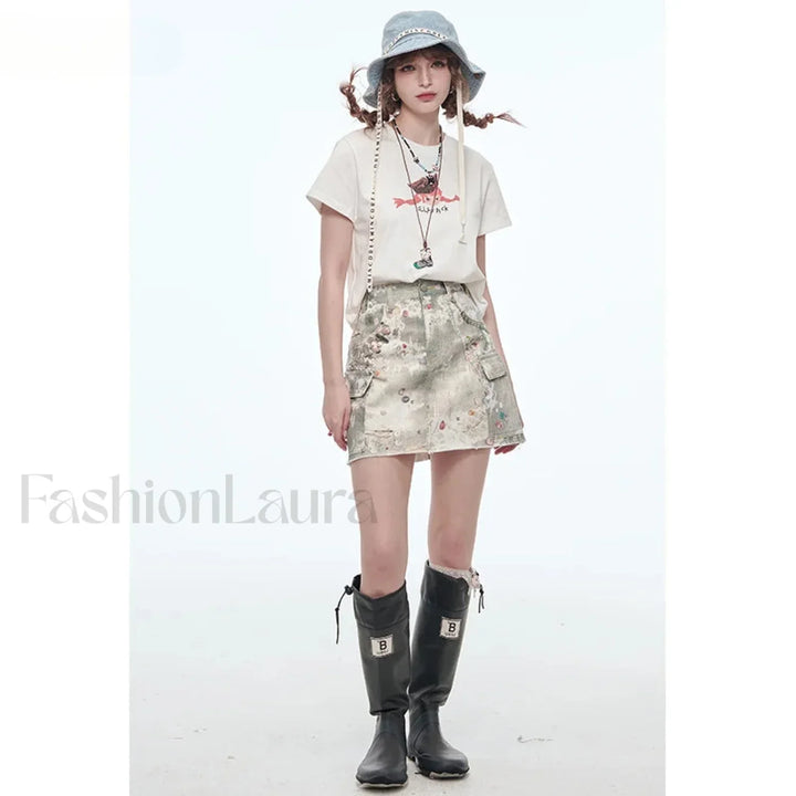 Emily & Isabella Brooks | Ripped Pocket A-Line Skirt