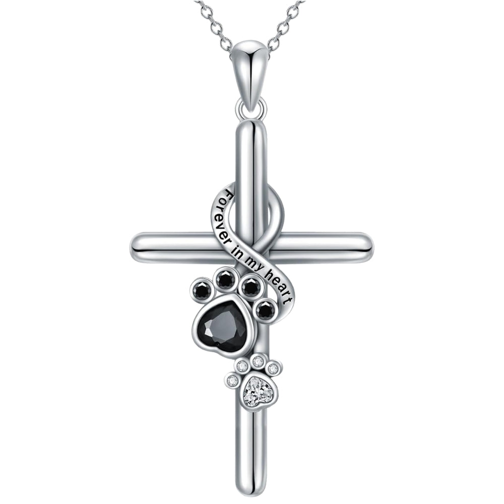 Emily & Isabella Brooks | Sterling Silver Paw and Cross Necklace