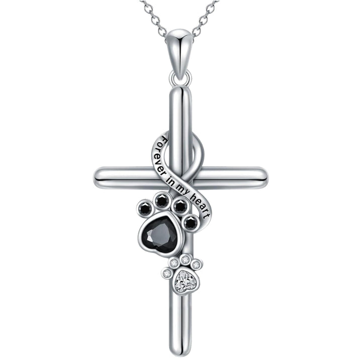 Emily & Isabella Brooks | Sterling Silver Paw and Cross Necklace